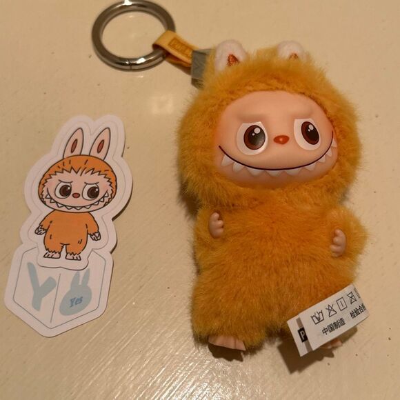 Authentic PopMart Labubu The Monsters Pin for Love Series "Y" Orange Plush Penda - Picture 2 of 13